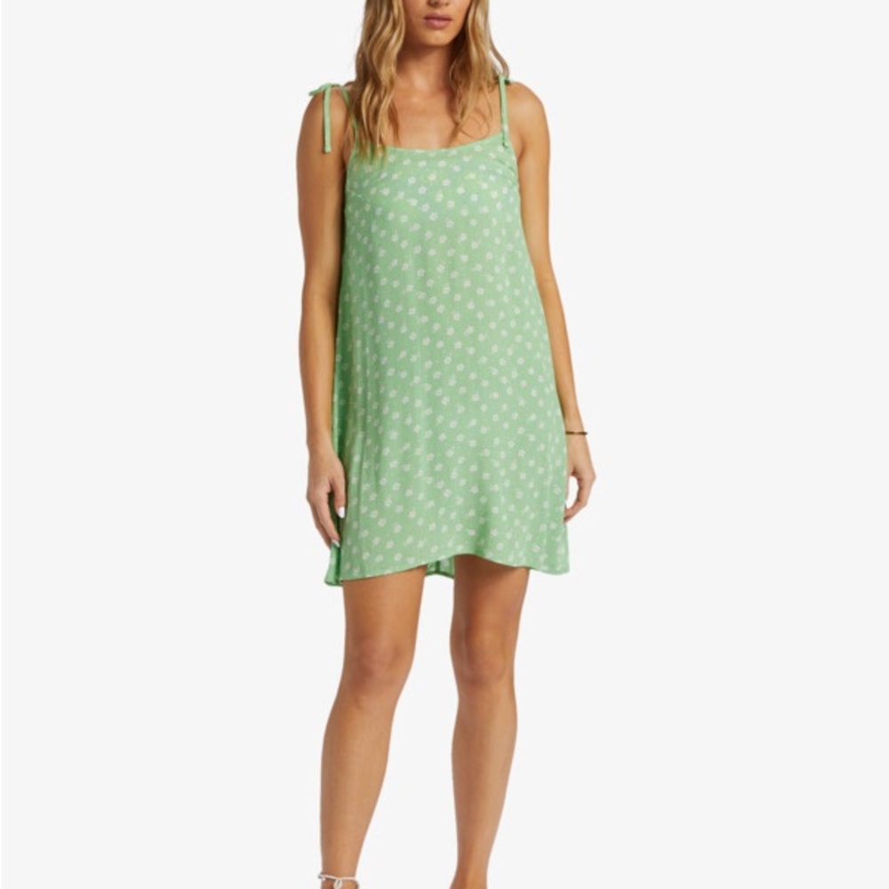 Rip Curl Mini Slip Dress Large Green Daisy  Floral Y2K Beachy Boho Resort Summer